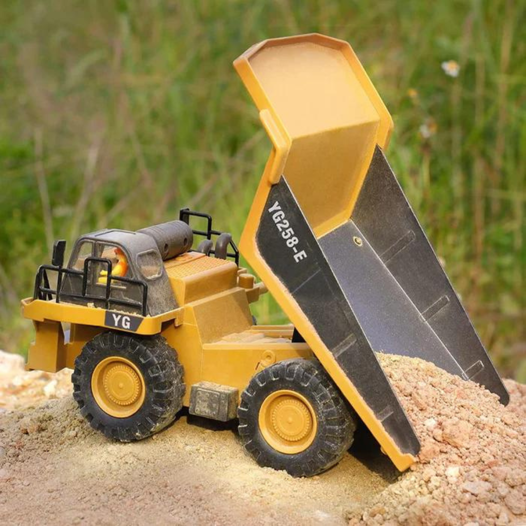 Precision RC dump truck tipping dirt